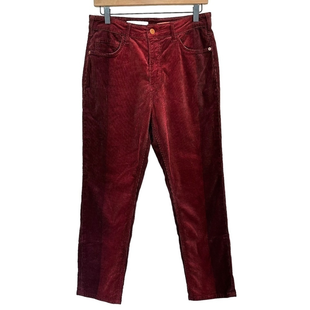 Pilcro by Anthropologie Corduroy High Rise Slim Burgundy Two Tone Pants Size 28